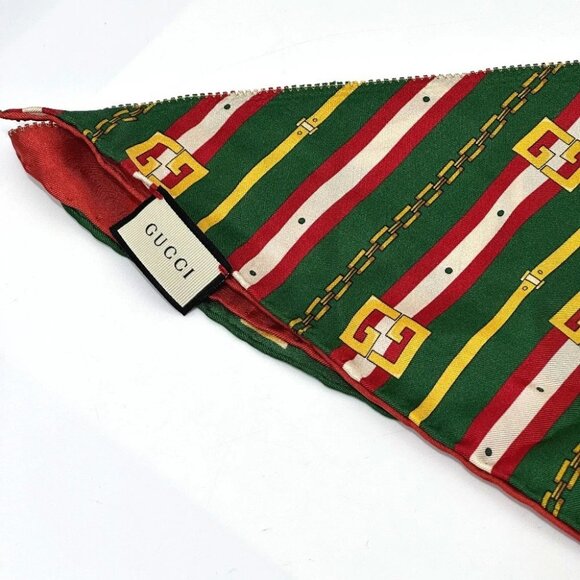 GUCCI Floral all-over pattern Flora Flower Triangle Scarf silk Multicolore - Picture 11 of 16